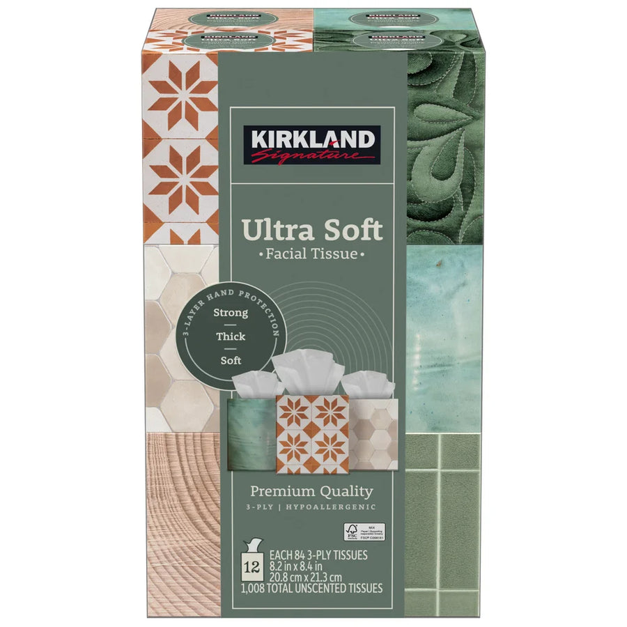 Kirkland Signature Facial Tissue, 3-Ply, 84-count, 12-pack