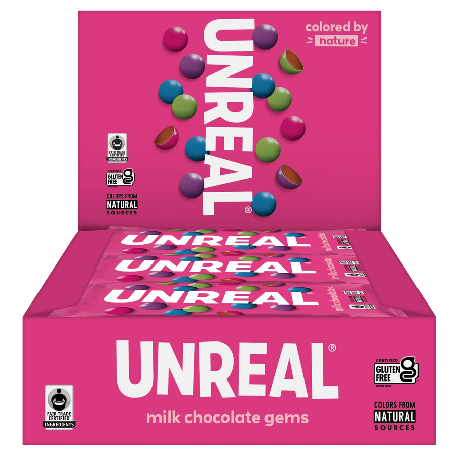 UNREAL Milk Chocolate Gems, 1.3 oz Pack of 12
