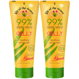 Lily Of The Desert Gelly Moisturizer - 99% Organic Aloe Vera Gel for Skin, After Sun Care with Aloe, Vitamin E Oil, and Vitamin C for Sunburn Relief, 8 Fl Oz (Pack of 2)