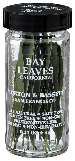 Morton & Bassett California Bay Leaves, 0.14 oz – Non-GMO, Salt-Free, Bold and Fragrant Leaves for Soups, Roasts & Mediterranean Cuisine