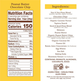 Almond Flour Snack Bars (Peanut Butter Chocolate) with Organic Coconut Oil, Chia Seeds, Sunflower Seeds, and Flax Seeds, 6oz, 6 Count