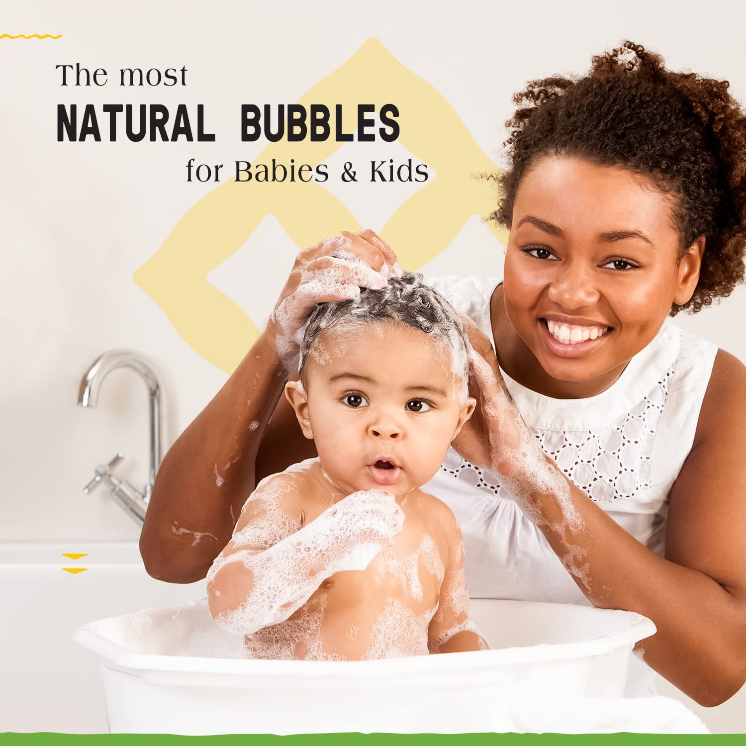 Alaffia Babies & Kids Bubble Bath, Coconut Chamomile, Pump Included – Gentle Cleanser with Raw Shea Butter and Yarrow, 32 Fl Oz