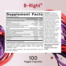 Vitamin B Complex - 100 Veggie Caps - B-Complex Formula -Cellular Energy & Metabolism Support - Supports Brain, Cellular & Cardiovascular Health - 100 Servings