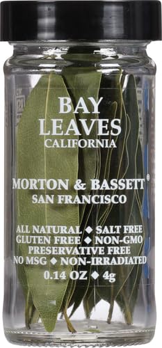 Morton & Bassett California Bay Leaves, 0.14 oz – Non-GMO, Salt-Free, Bold and Fragrant Leaves for Soups, Roasts & Mediterranean Cuisine
