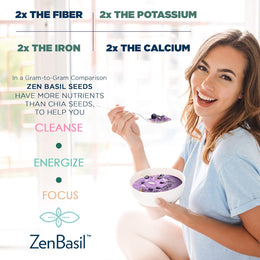 Zen Basil Seeds | edible basil seeds, kosher, non-gmo, lectin free, gluten free, plant based, keto, paleo, vegan | 15g fiber per/serv | 14oz | more fiber than chia seeds | prebiotic