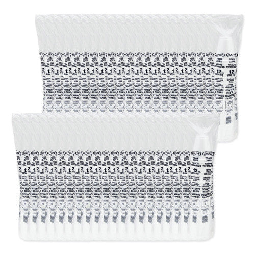 Dart Foam Drink Cups, 12 oz, Squat, White, 1,000/Carton (12J16)