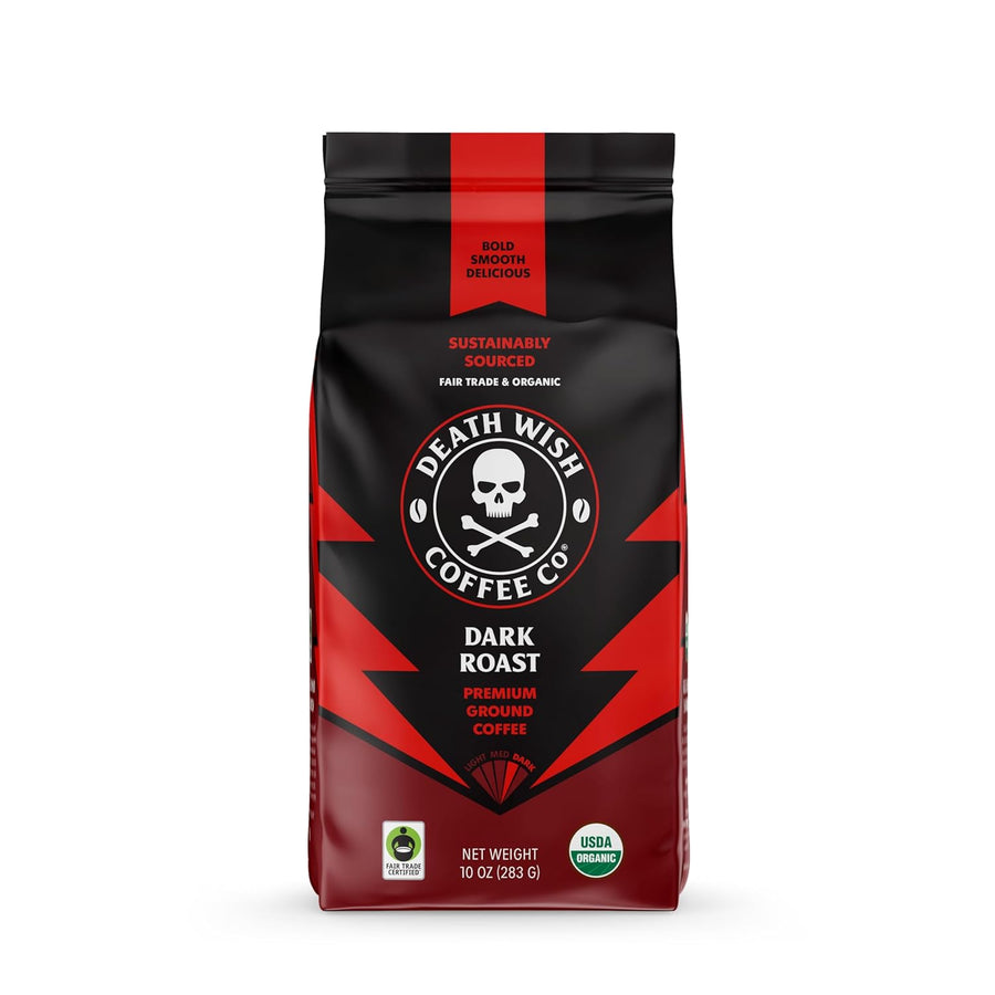 Death Wish Coffee Co Organic Dark Roast Ground Coffee, 10 OZ