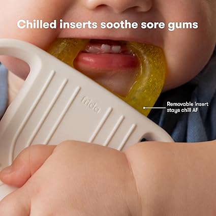 Frida Baby Silicone Teething Toys, 4-in-1 Teether for Babies & Infants, Teething Relief for 0-18 Months, Not-Too-Cold-to-Hold Baby Teether, BPA-Free