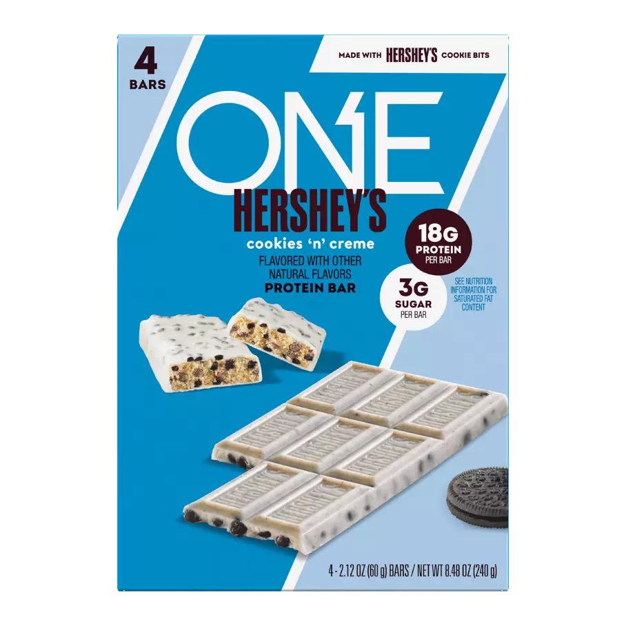 ONE HERSHEY'S Cookies ‘N’ Creme Flavored Protein Bar 4 Count