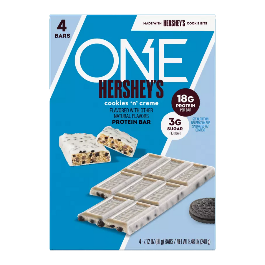 ONE HERSHEY'S Cookies ‘N’ Creme Flavored Protein Bar 4 Count