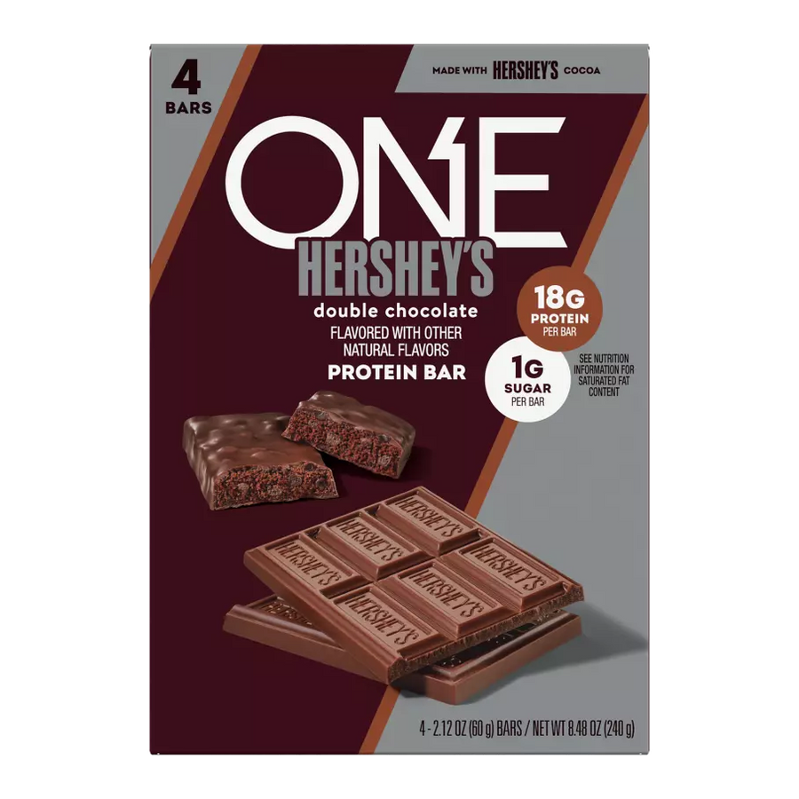 ONE HERSHEY'S Double Chocolate Flavored Protein Bars 4 Pack
