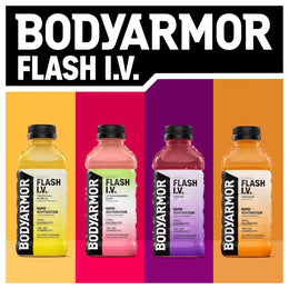 BODYARMOR Flash I.V. Electrolyte Beverage, Grape, Hydration Drink with Coconut Water For Rapid Rehydration, Post Workout Recovery, 20 Fl Oz (Pack of 12)