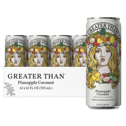 GREATER THAN Hydration for Her - Nutrient Enhanced Coconut Water Electrolyte Beverage with Real Fruit, Plant-Based Vitamins & Fiber, Clean Functional Hydration, Pineapple Coconut, 12 oz (12 Pack)