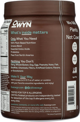 OWYN Only What You Need Plant-Based Protein Powder, Dark Chocolate, 1.17 lbs (Pack of 2)