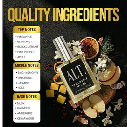 ALT. FRAGRANCES Executive No. 26 - Inspired by Avntus, Perfume for Men, Extrait de Parfum, Long Lasting Woody Fruity Perfume for Men with Bergamot, Pineapple & Oakmoss, 60ml