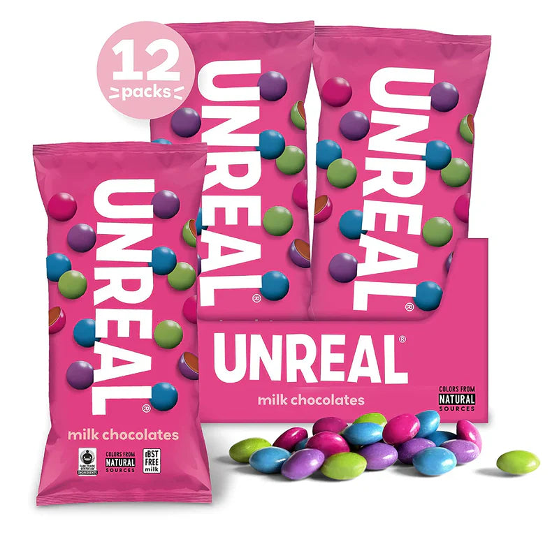 UNREAL Milk Chocolate Gems, 1.3 oz Pack of 12