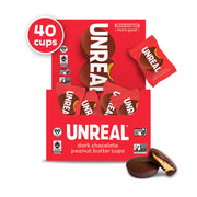 Unreal Dark Chocolate Peanut Butter Cups, 40 Count, Individually Wrapped Peanut Butter Cups, 40x0.53 oz Each