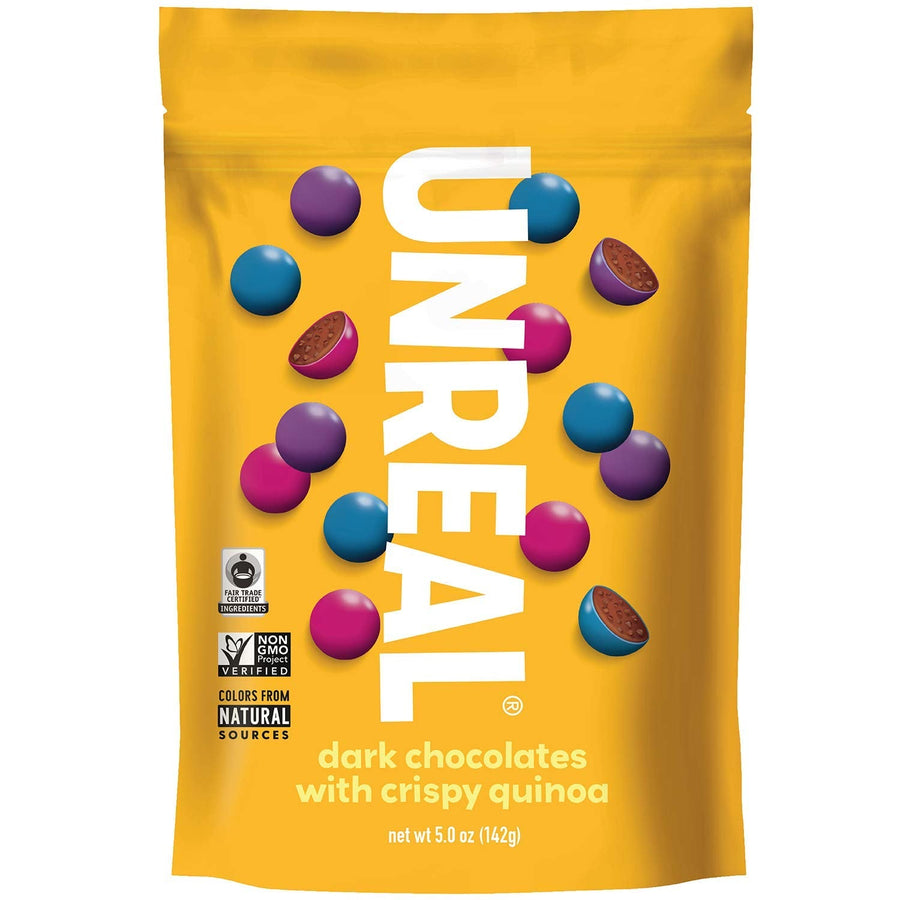 Unreal Dark Chocolate with Crispy Quinoa, Zero Sugar Alcohols, Non-GMO, 5 Oz (Pack of 6)