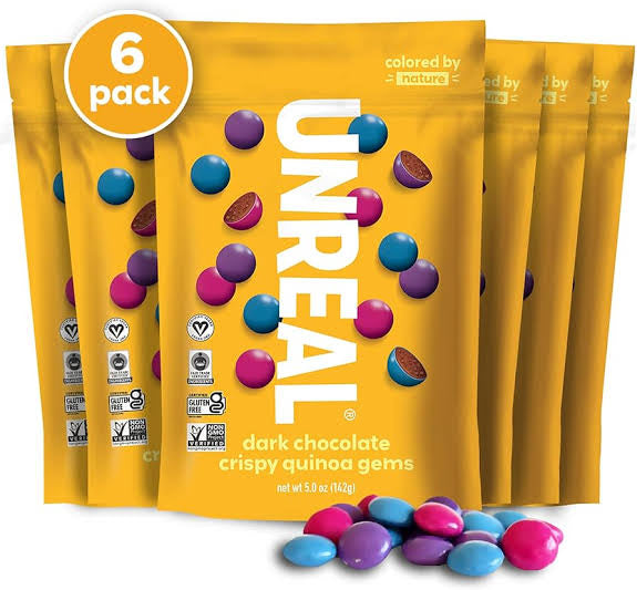 Unreal Dark Chocolate with Crispy Quinoa, Zero Sugar Alcohols, Non-GMO, 5 Oz (Pack of 6)