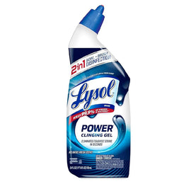 Lysol Toilet Bowl Cleaner, Max Strength Bathroom Cleaning Supplies, Toilet Bowl Cleaner Clinging Gel, Home Essential, Instant Stain Removal, Disinfecting and Deodorizing, Bleach Free, 24 oz (2 ct)