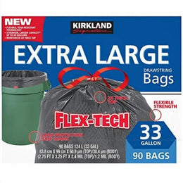 Kirkland Signature Flex-tech 33 Gallon Trash Bag, 90count, 1count